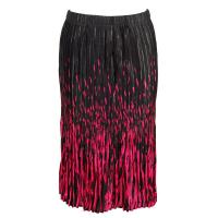 Skirts - Satin Mini Pleat - Calf Length - Black with Pink Brushstrokes