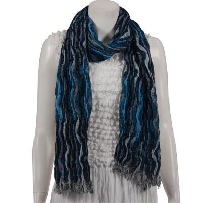 Scarves - Crinkled - Turquoise-Navy