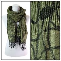 Scarves - Pleated Pashmina Style 042 - Solid Olive