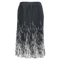 Skirts - Georgette Micro Pleat - Calf Length - Black with White Brushstrokes