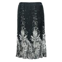 Skirts - Georgette Micro Pleat - Calf Length - Flowers and Dots 2 Black-White