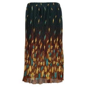 1063 - Georgette Micro Pleat Calf Length Skirts Tulips Black-Gold-Teal - One Size Fits Most
