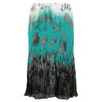 Skirts - Georgette Micro Pleat - Calf Length - Spots Teal-Grey