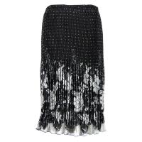 Skirts - Georgette Micro Pleat - Calf Length - Flowers and Dots Black-White