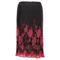 Skirts - Georgette Micro Pleat - Calf Length - Flowers and Dots Black-Pink