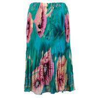 Skirts - Georgette Micro Pleat - Calf Length - Poppies - Aqua
