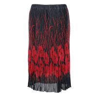 Skirts - Georgette Micro Pleat - Calf Length - Red Poppies on Black