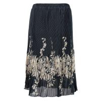 Skirts - Georgette Micro Pleat - Calf Length - Ivory Floral on Black