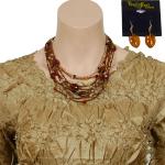 Gift Sets - 3/4 Origami / Jewelry - Taupe with Small Beaded Necklace Set - Brown Tones