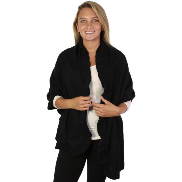 Wholesale Overstock and Clearance Scarves & Accessories  CB022 - Black<br>
Ruffle Knit Shawl - 