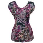 Georgette Mini Pleats - Cap Sleeve V-Neck - Graffiti - Raspberry <span style="color:red">(Overstock Price Reduction)</span>