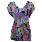 Georgette Mini Pleats - Cap Sleeve V-Neck - Lilac-Pink Floral <span style="color:red">(Overstock Price Reduction)</span>