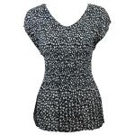 Georgette Mini Pleats - Cap Sleeve V-Neck - Polka Dot Black-White