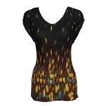 Georgette Mini Pleats - Cap Sleeve V-Neck - Tulips Black-Gold-Teal