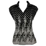 Georgette Mini Pleats - Cap Sleeve with Collar - Dots Black-White
