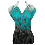 Georgette Mini Pleats - Cap Sleeve with Collar - Spots Teal-Grey