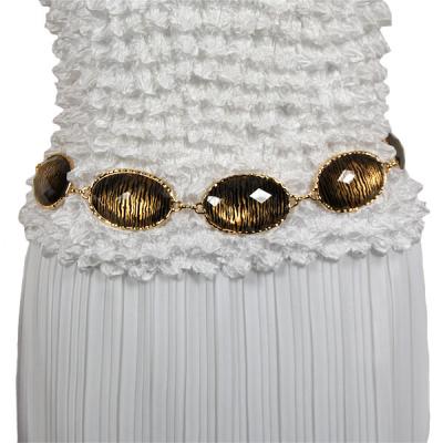 Belts - Animal - Oval - Zebra - Brown-Gold