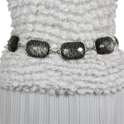Belts - Animal - Rectangle - Zebra - Black-Silver