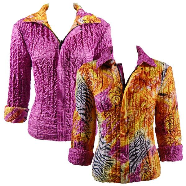 wholesale 4536 - Quilted Reversible Jackets  Abstract Zebra Orange-Pink reverses to Solid Orchid - One Size Fits Most