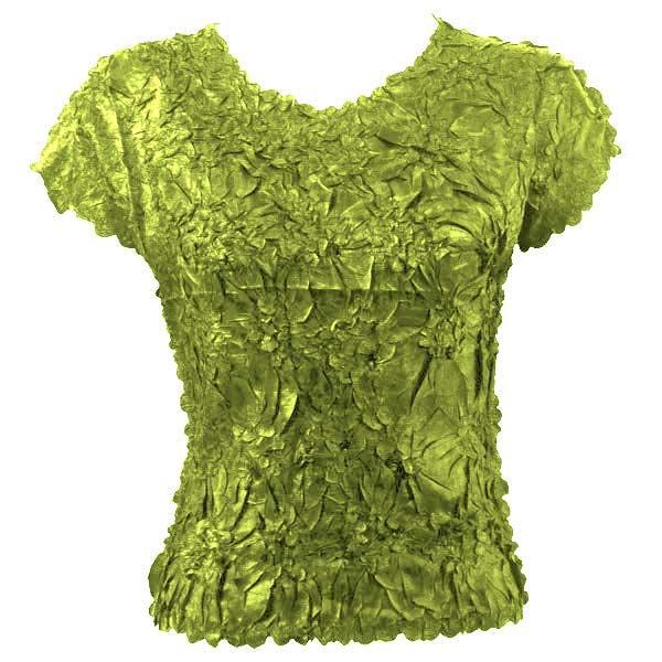 Wholesale 1151 - Origami Cap Sleeve Tops Solid Leaf Green - Queen Size Fits (XL-2X)