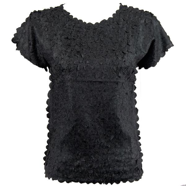 Wholesale 1154 - Petal Shirts - Cap Sleeve Solid Black Petal Shirt - Cap Sleeve - Queen Size Fits (XL-2X)