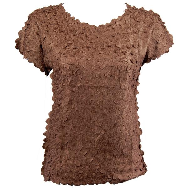 Wholesale 1154 - Petal Shirts - Cap Sleeve Solid Brown - Queen Size Fits (XL-2X)
