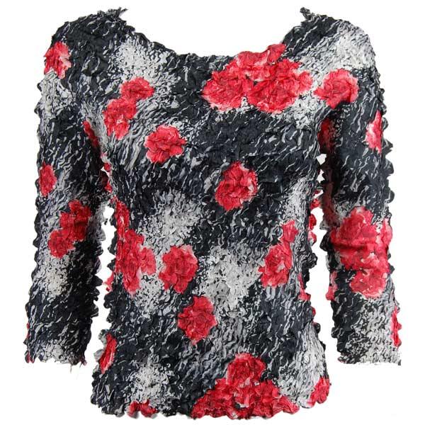 Wholesale 1155 - Petal Shirts - Three Quarter Sleeve Spray of Roses - Queen Size Fits (XL-2X)
