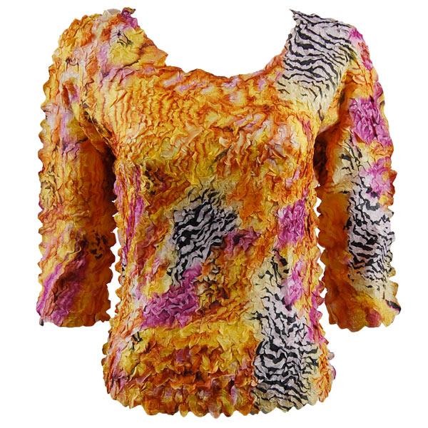 Wholesale 1155 - Petal Shirts - Three Quarter Sleeve Abstract Zebra Orange-Pink - One Size Fits Most