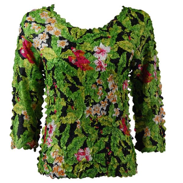 Wholesale 1155 - Petal Shirts - Three Quarter Sleeve Tropical Floral - Green - One Size Fits Most