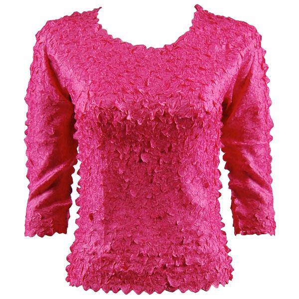 Wholesale 1155 - Petal Shirts - Three Quarter Sleeve Solid Hot Pink - Queen Size Fits (XL-2X)