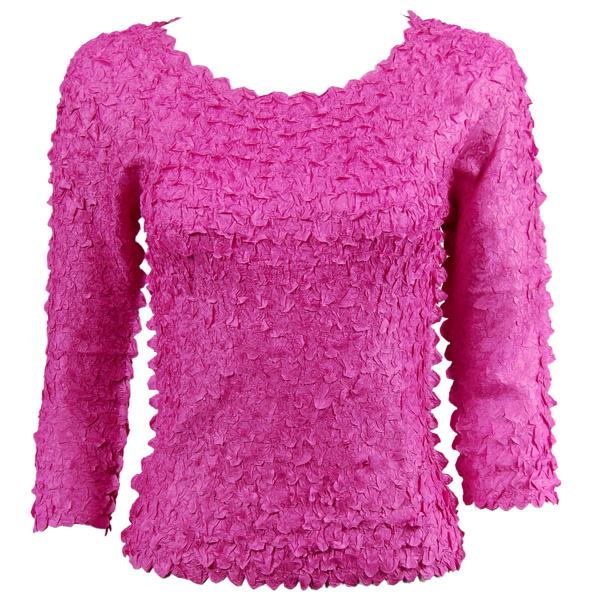 Wholesale 1155 - Petal Shirts - Three Quarter Sleeve Solid Fuchsia - One Size Fits Most