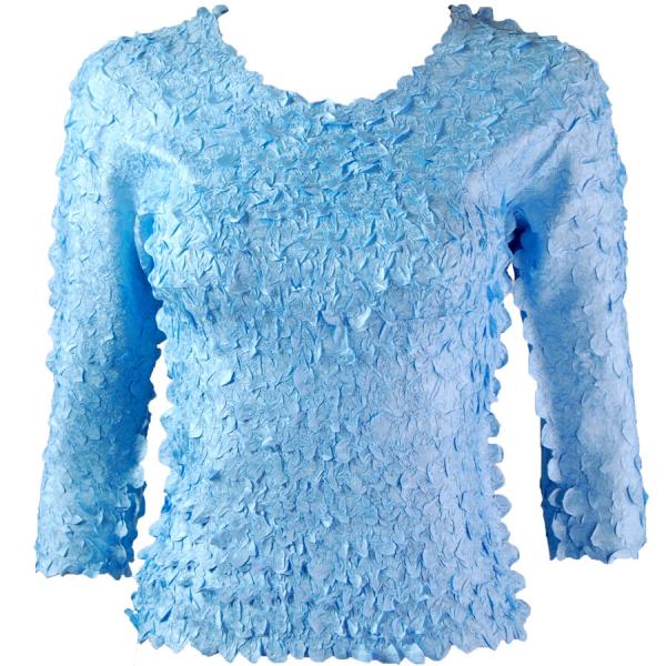 Wholesale 1155 - Petal Shirts - Three Quarter Sleeve Solid Sky Blue - One Size Fits Most