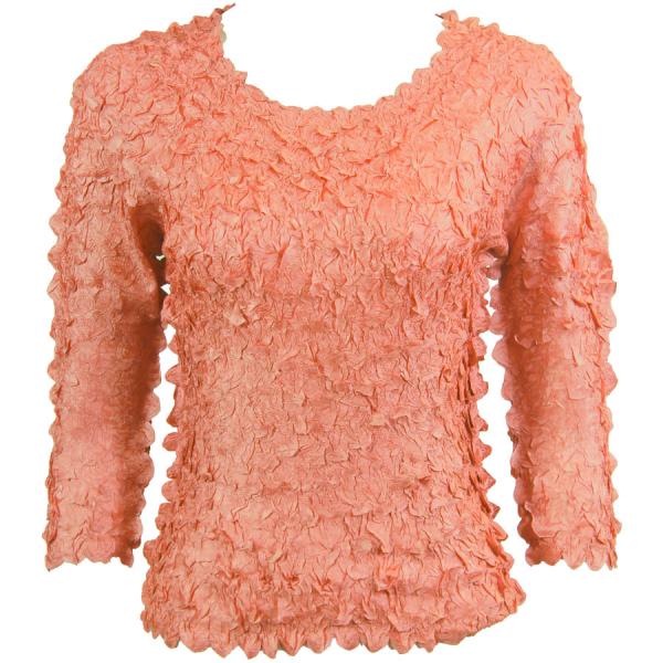 Wholesale 1155 - Petal Shirts - Three Quarter Sleeve Solid Coral Pink - Queen Size Fits (XL-2X)
