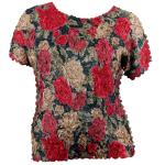 Origami Petal Shirts - Queen Cap Sleeve - Burgundy Floral