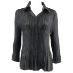 Georgette Mini Pleat Blouse - Solid Black