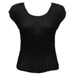 Georgette Mini Pleat Cap Sleeve - Solid Black