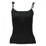 Georgette Mini Pleat Spaghetti Tank - Solid Black