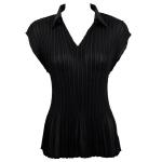 Georgette Mini Pleat Cap with Collar - Solid Black