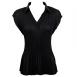 Georgette Mini Pleat Cap with Collar - Solid Black