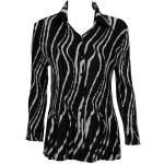 Satin Mini Pleats Blouse - Ribbon Black-White