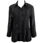 Satin Mini Pleats Blouse - Solid Black