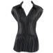 Satin Mini Pleats Cap Sleeve with Collar - Solid Black