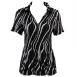 Satin Mini Pleats Half Sleeve with Collar - Ribbon Black-White