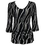 Satin Mini Pleats Three Quarter V-Neck - Ribbon Black-White