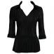 Satin Mini Pleats Three Quarter with Collar - Solid Black