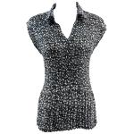 Georgette Mini Pleat Cap with Collar - Polka Dot Black-White
