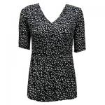 Georgette Mini Pleat Half Sleeve V-Neck - Polka Dot Black-White