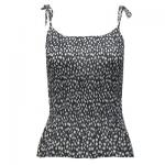 Georgette Mini Pleat Spaghetti Tank - Polka Dot Black-White