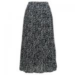 Georgette Mini Pleat Ankle Length Skirt - Polka Dot Black-White