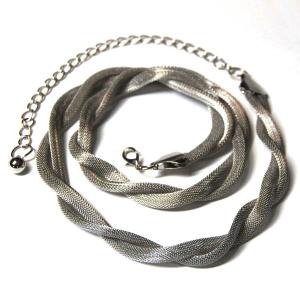 8709 Belts - Metal & Chain* Mesh Twist - Silver - 